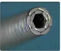 a close-up view of a two layered helical hollow strand
